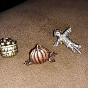Basket Of Apples, Pumpkin, Scarecrow Pins